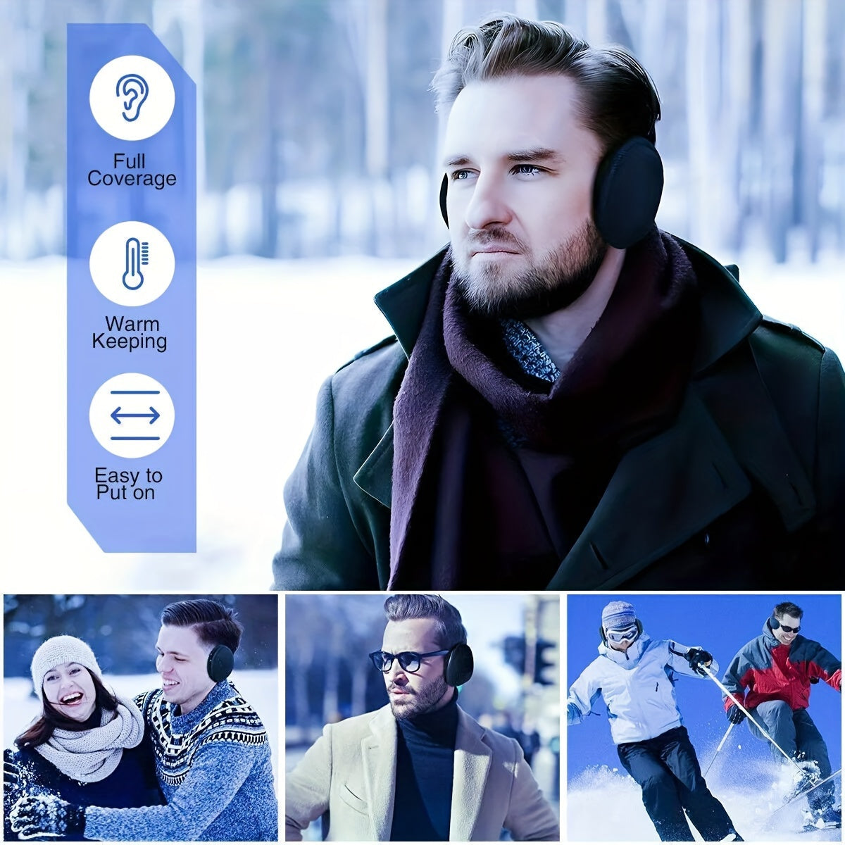 200PCS Winter Windproof Ear Muffs Fleece Ear Warmers Behind The Head Band