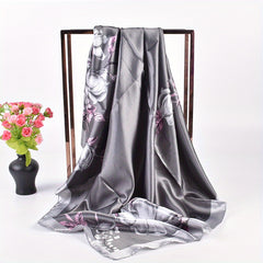 Retro Floral Print Silk Square Scarf Shawl Bandana Neckerchief
