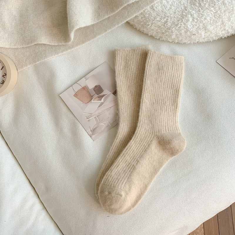 Cozy Winter Socks for Women, Thick & Warm Casual Solid Pile Stocking