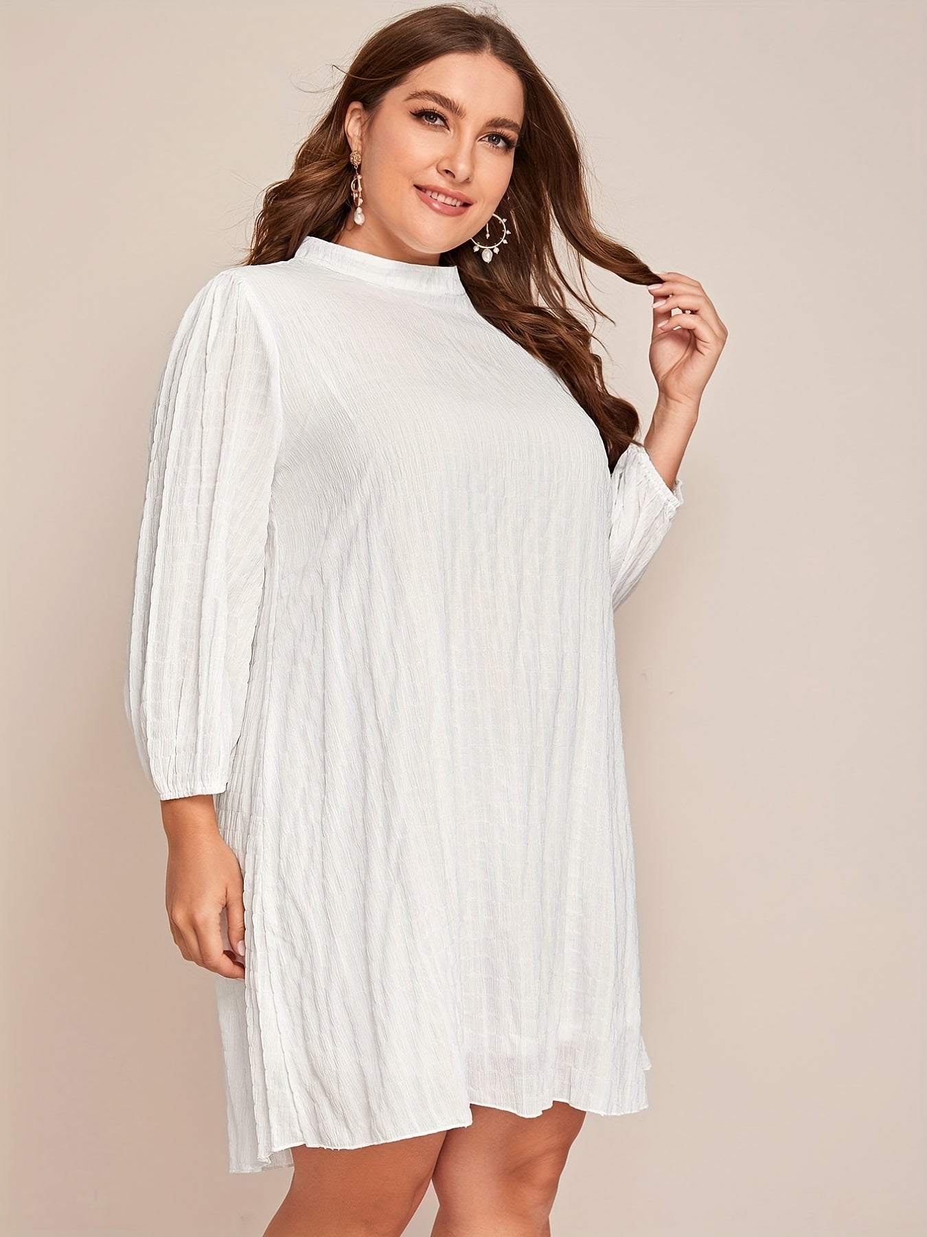  Mock Neck Cut Out Long Sleeve Mini Dress