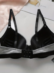 Colorblock Trim Push Up Bra Comfy & Breathable Intimates Bra Women's Lingerie