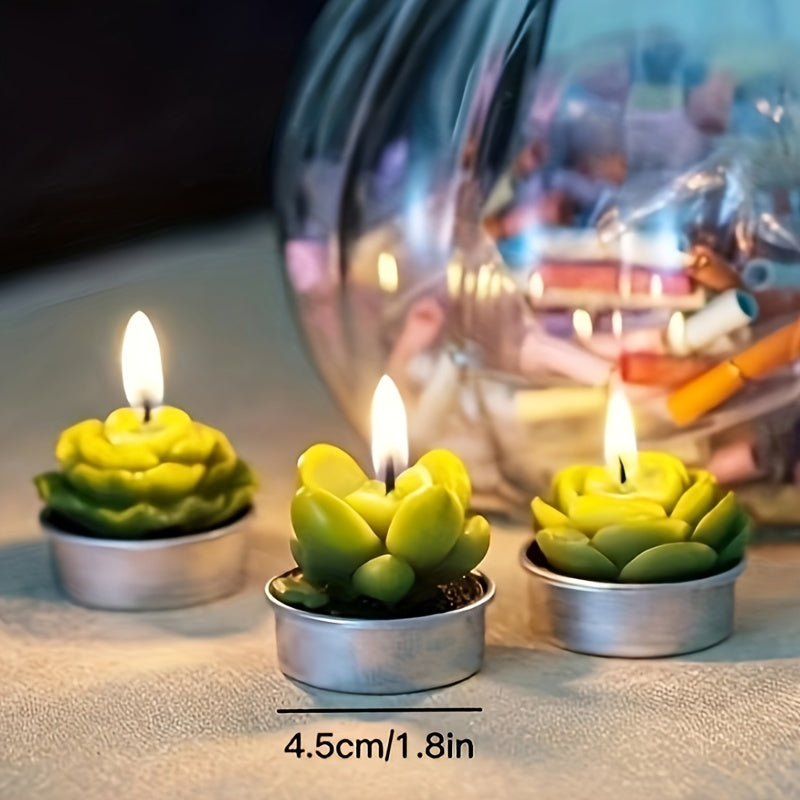 6pcs Cactus Tea Candles for Home Decor, Party, Wedding, Home Decoration