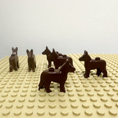 6pcs Dog Building Block Accessories Animal Theme Dog Figurines Deep Brown