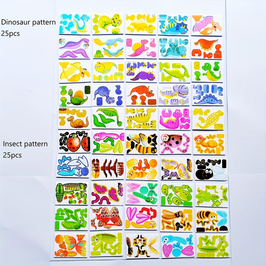 50pcs 3D Paper Puzzle Cartoon Toy Party Decoration Kids Educational Brain Game