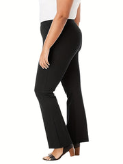 Women's Plus High Waist Flared Leg Stretch Trousers