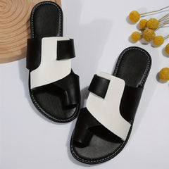 Colorblock Flat Slide Sandals - Summer Beach Shoes