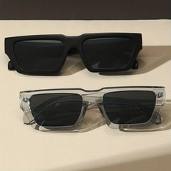Vintage Rectangle Sunglasses Men Women 90s Retro Chunky Sun Shades