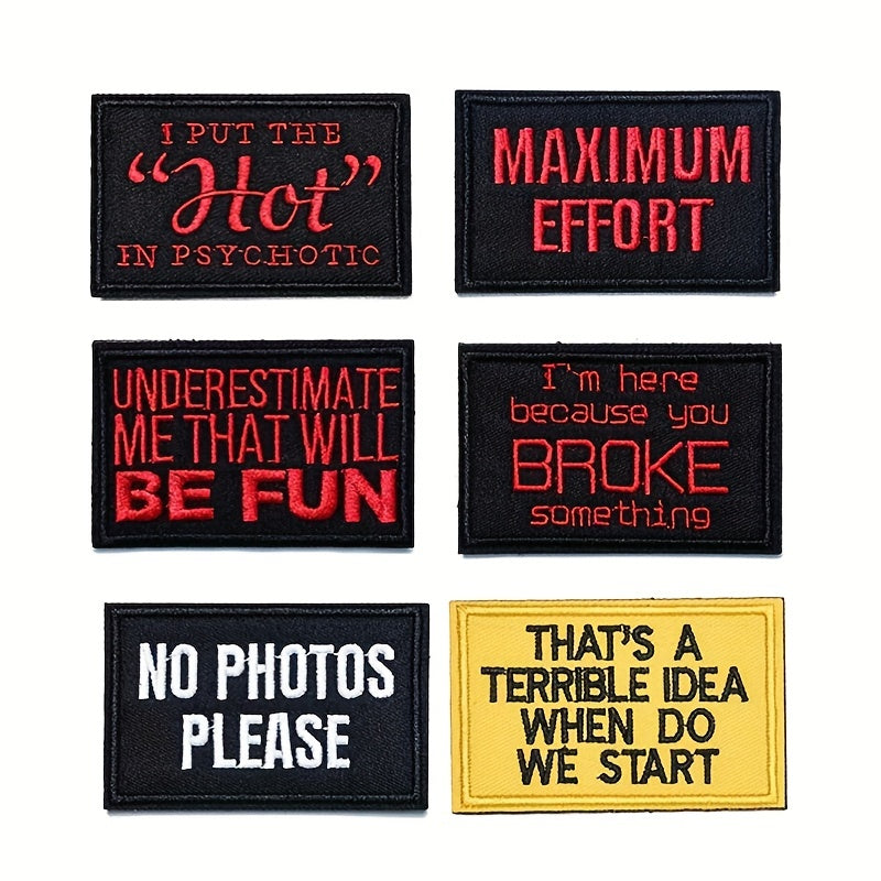 20pcs Letter Badge Cartoon Stickers For Men Computer Embroidered Chapter Patch