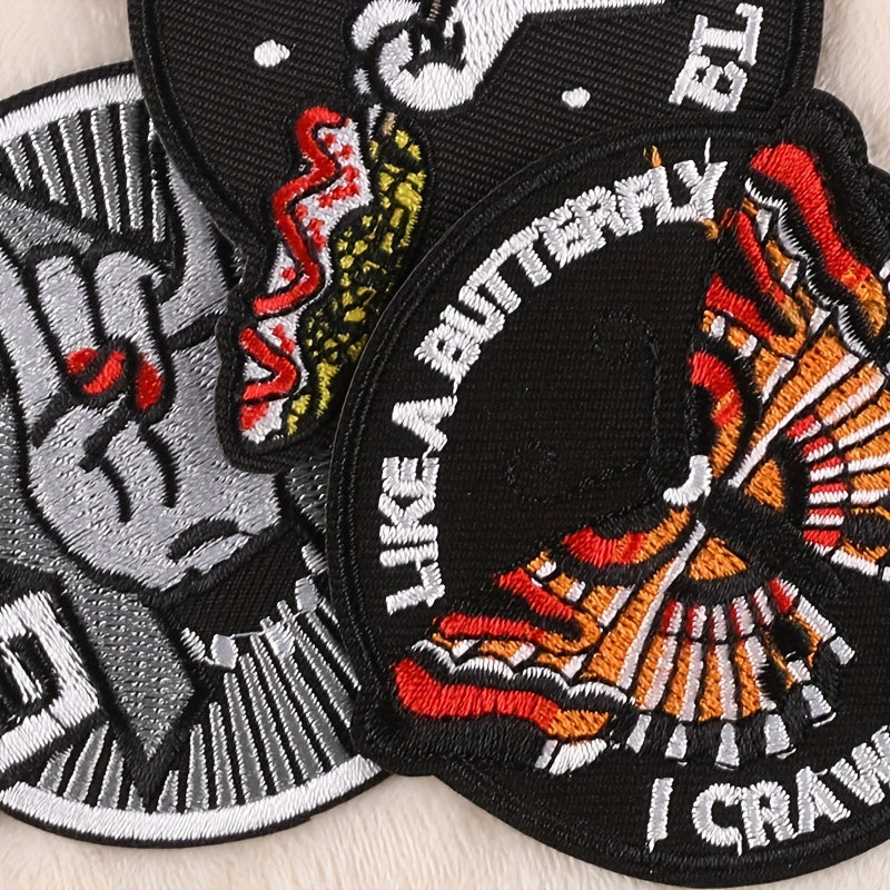 3pcs Boys Butterfly Embroidery DIY Patch Clothes Backpack Decoration