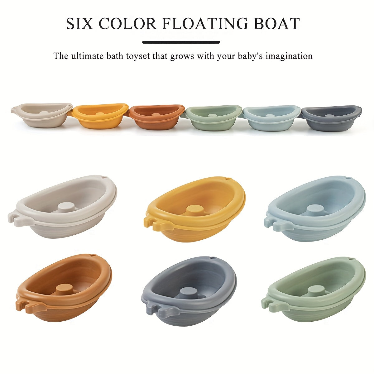 Colorful Stacking Boat Bath Toys for Kids - Durable ABS Material