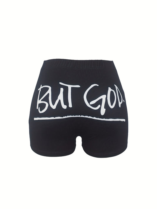 Women's Letter Print Skinny Shorts