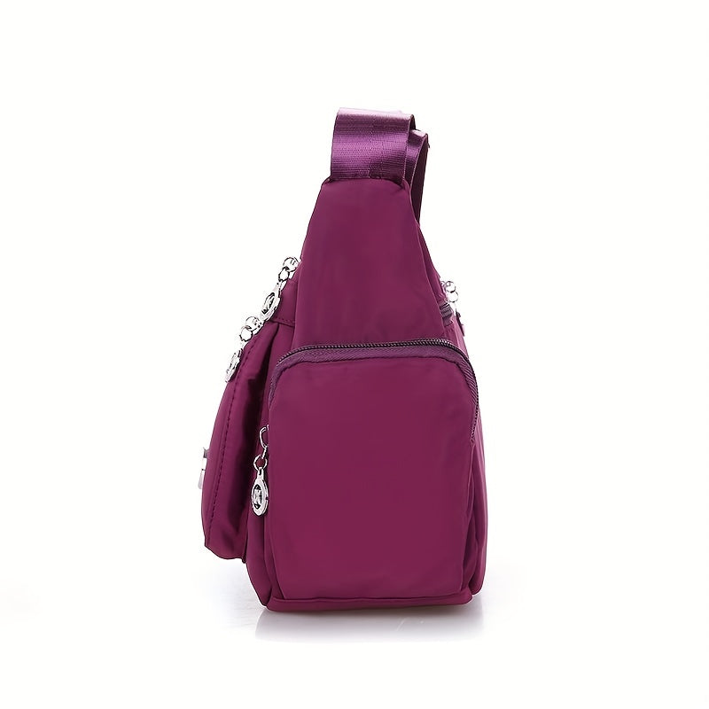 Large Capacity Zipper Shoulder Bag Waterproof Solid Casual Crossbody Bag