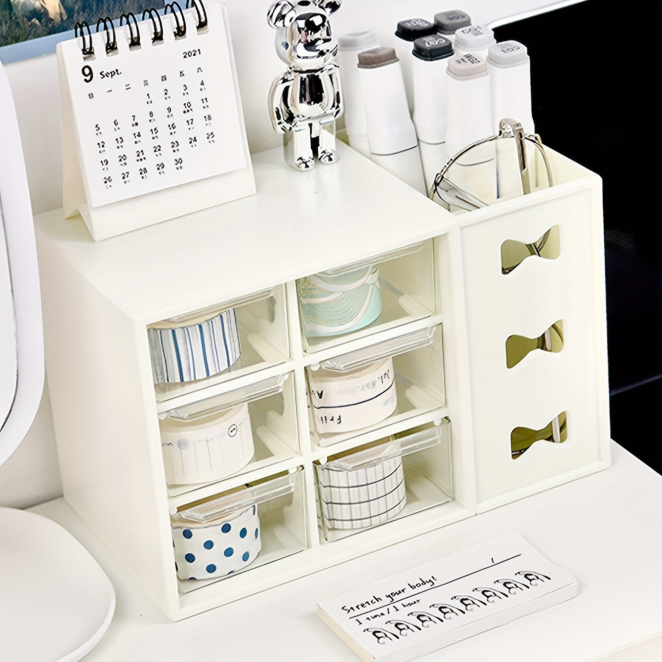 6 Compartment Desktop Storage Box Single