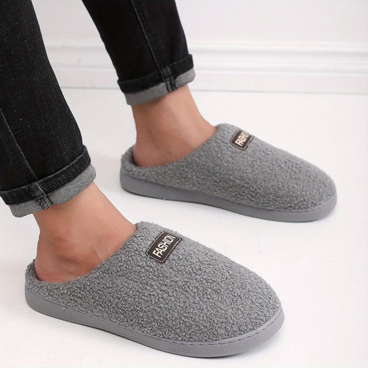 Men's Plush Cozy House Slippers Anti-skid Slip-on Indoor Winter Shoes
