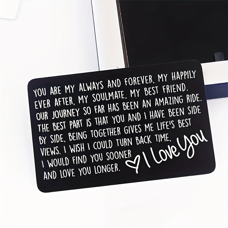 I Love You Engraved Wallet Insert Card Romantic Gift For Boyfriend Husband