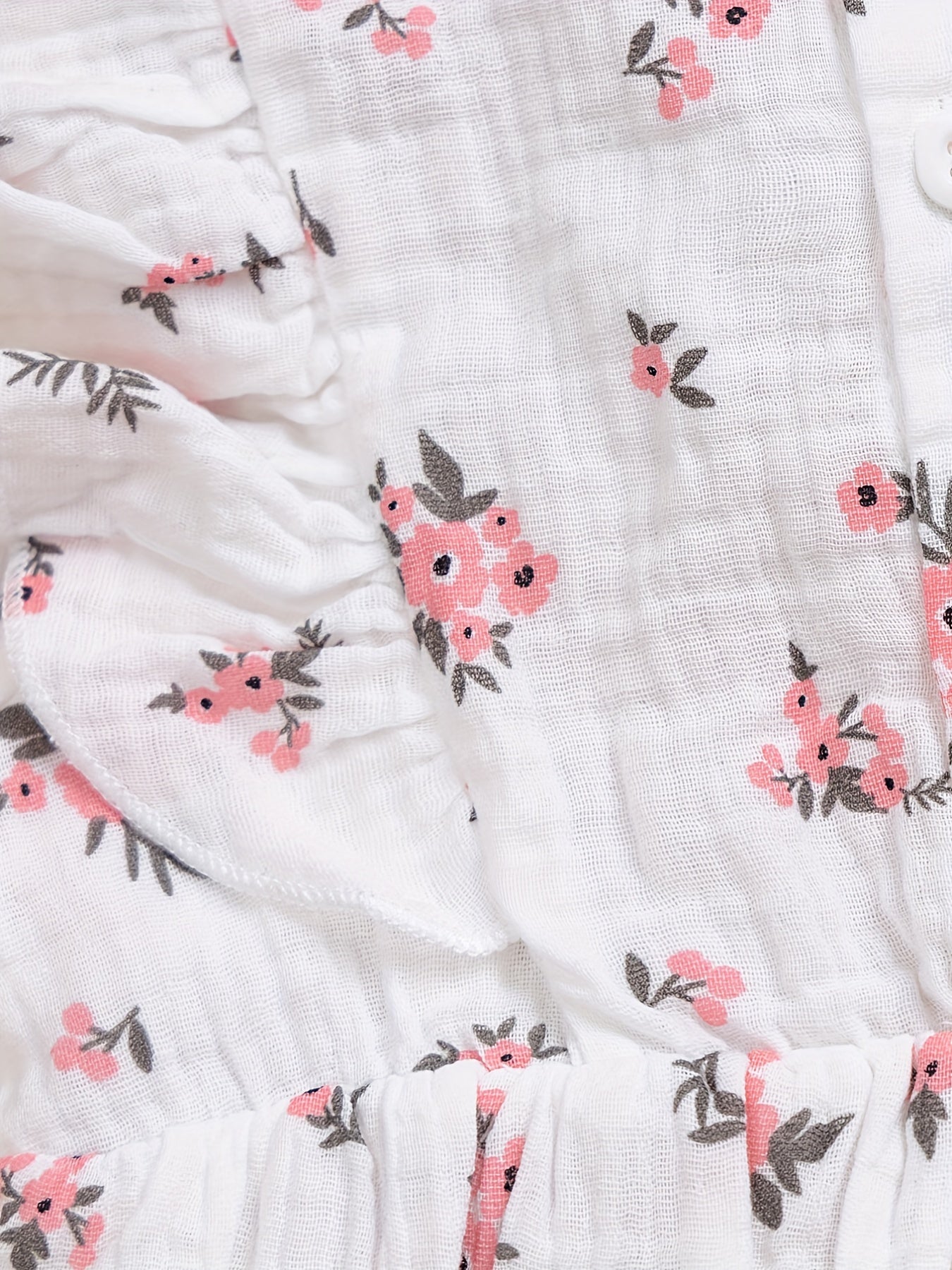 Cotton Bow Flutter Sleeve Floral Baby Dress