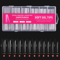 240Pcs C Curve Nail Tips Clear False Nail Tips for Gel Acrylic Press On Nails