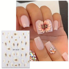3D Flower Nail Art Stickers Self Adhesive Nail Decals