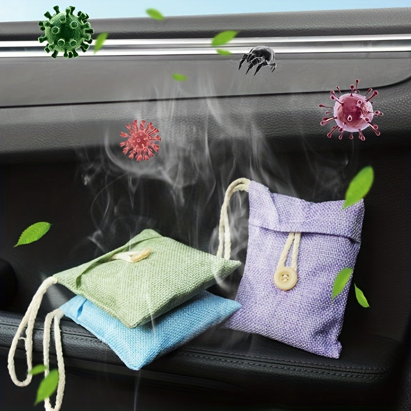 3pcs Linen Bamboo Charcoal Bag Car RV Deodorization Air Purification