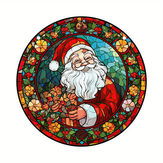 Santa Clause Suncatcher Stained Plastic Window Hanging Christmas Decor