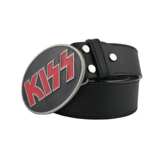 Kiss Metal Belt Buckle with Leather Belt