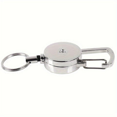 1pc Retractable Metal Keychain Key Ring for Outdoor Camping