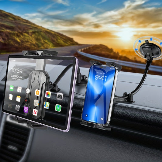 Car Phone Mount Tablet Holder Long Arm Gooseneck Suction Cup Mount