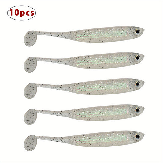 10pcs Paddle Tail Swimbaits Soft Plastic Lures for Bass Fishing