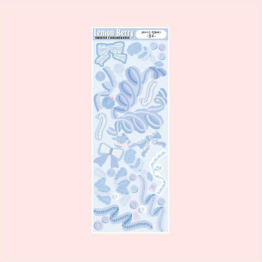 Waterproof Lace Bowknot Stickers for Journals & Crafts, Pastel Colors