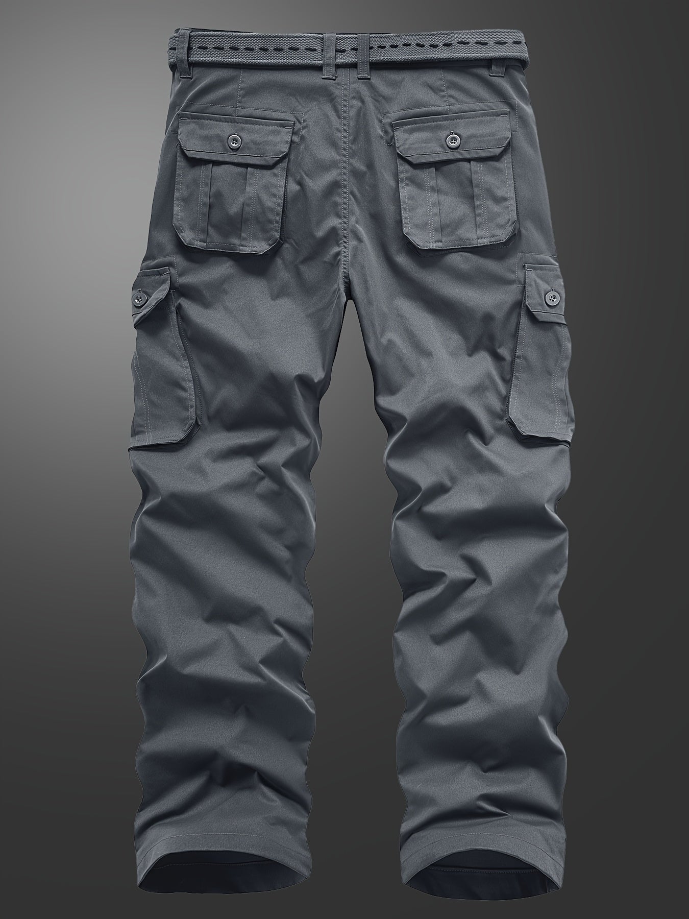 Men's Straight Leg Cargo Pants with Solid Flap Pockets