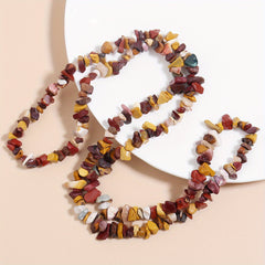 Vintage Boho Stone Beaded Chain Necklace Jewelry