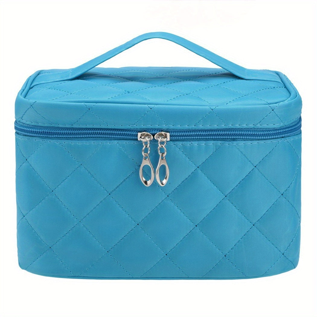 Women's Solid Cosmetic Bag Quilted Detail Hand Bag For Travel