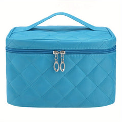 Women's Solid Cosmetic Bag Quilted Detail Hand Bag For Travel
