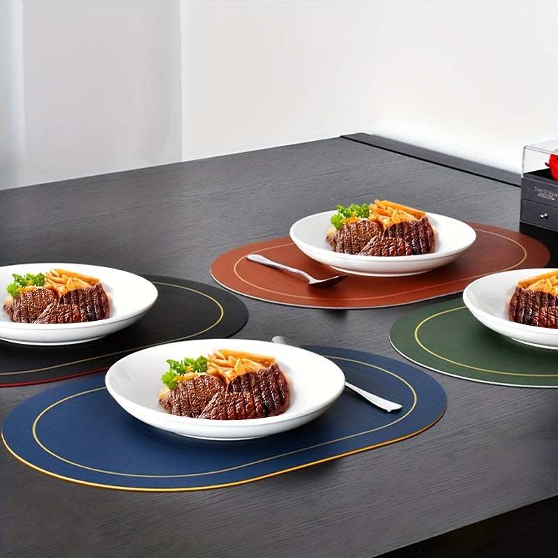 Oval Leather Placemat Pvc Waterproof Dining Table Mat