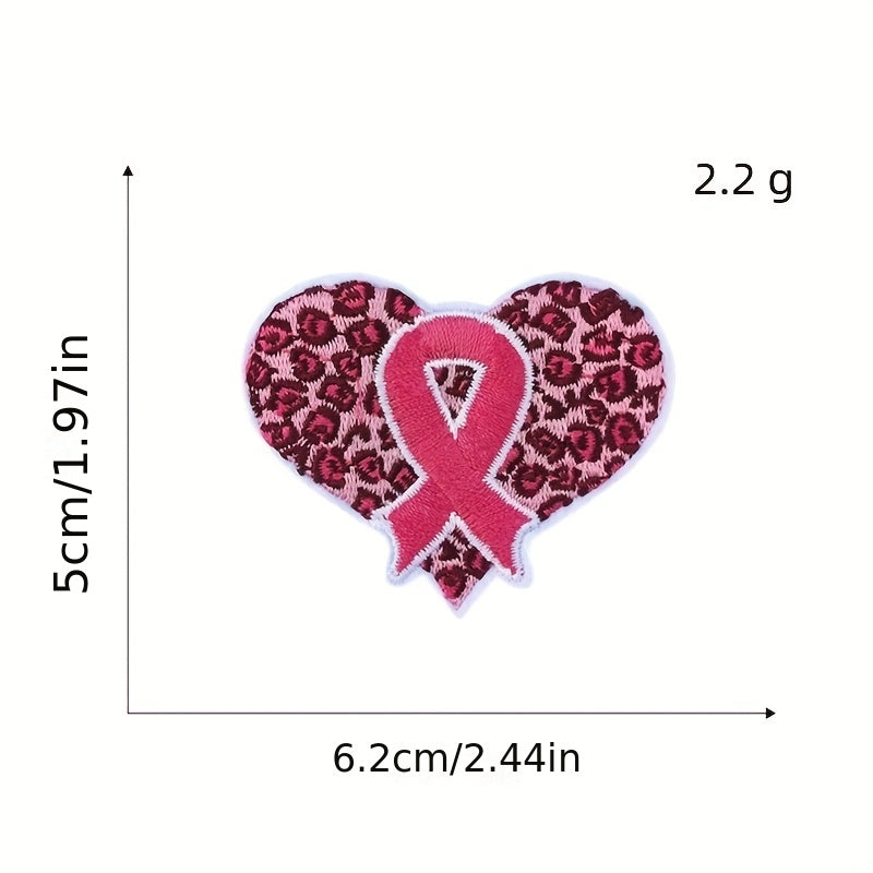 9pcs Love Ribbon Iron On Patches For Men Sew On Embroidered Applique