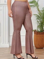  Casual Pants Women's Plus Stripe Print High Rise Flared Leg Trousers