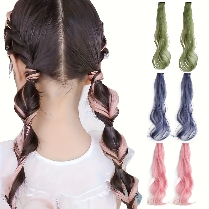 LEMON Colorful Braided Hair Extensions 2 Pack for Women