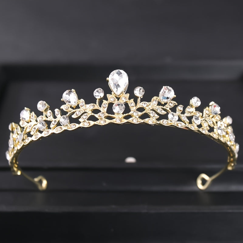 Rose Golden Crystal Crown Tiara Hair Accessories