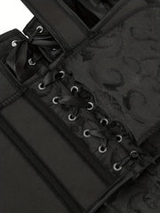 Jacquard Tank Corset Bustier Retro Tummy Control Lace Up Body Shaper