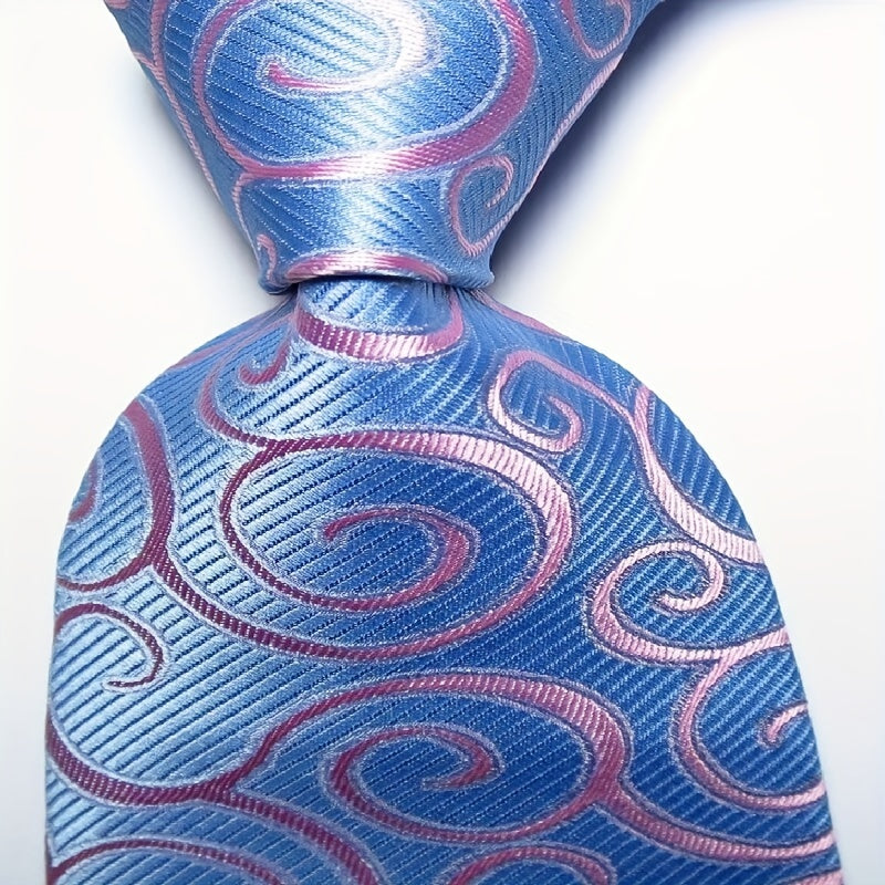 Polyester Cashew Flower Pattern Tie Men's Necktie Set Tie Red Jacquard Woven