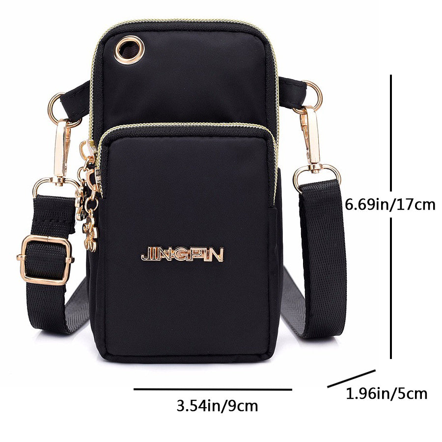 Women's Crossbody Bag with Zipper, Nylon Storage for Coin & Earphone