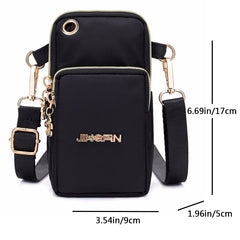 Women's Crossbody Bag with Zipper, Nylon Storage for Coin & Earphone