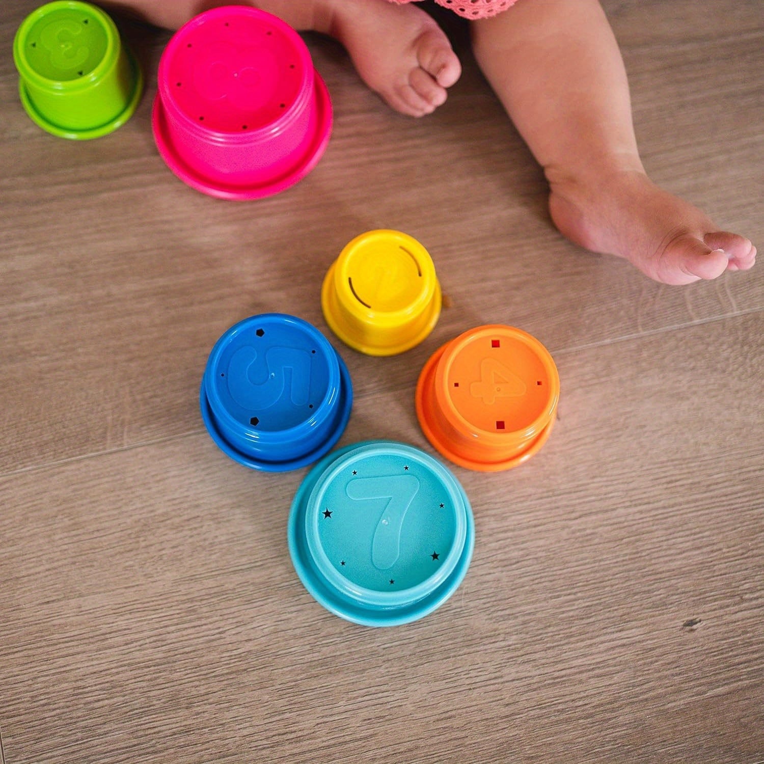 Colorful Rainbow Stacking Cups for Bath, Beach, Indoors