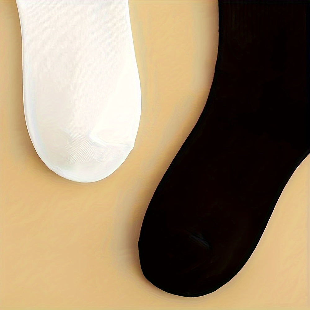 2 Pairs Floral Embroidery Socks Comfy & Breathable Mid Tube Women's Stockings