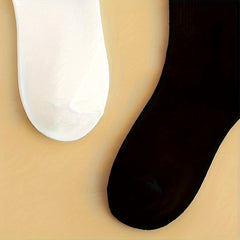 2 Pairs Floral Embroidery Socks Comfy & Breathable Mid Tube Women's Stockings