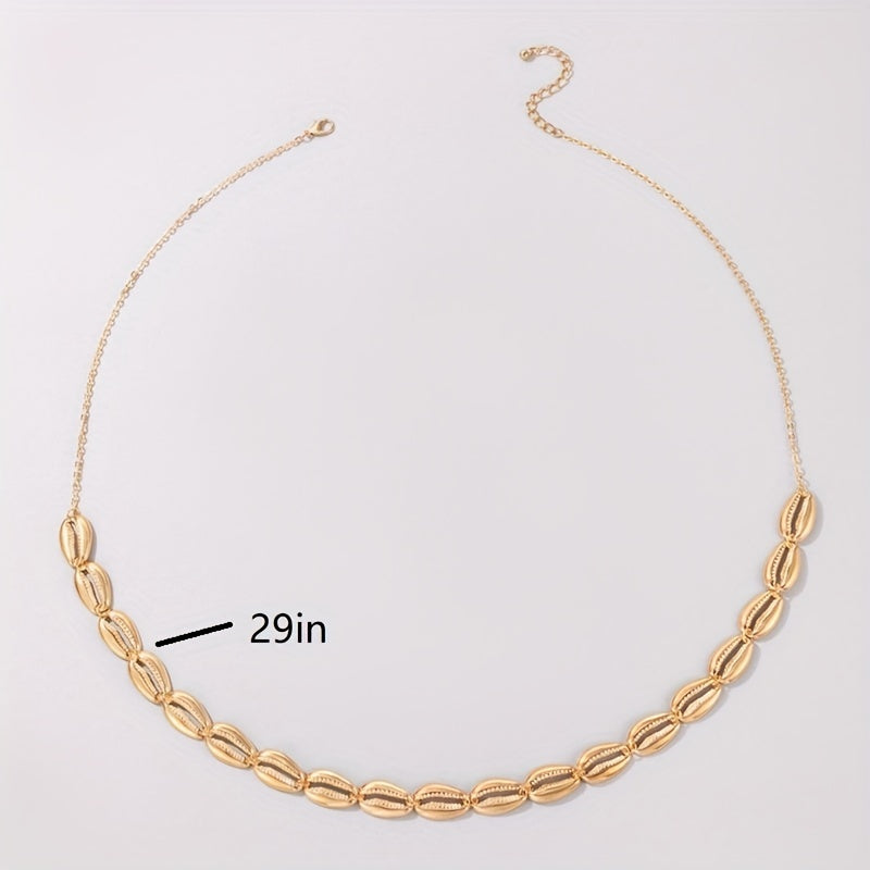 Golden Shell Inlaid Waist Chain Metal Women Boho Belly Chain