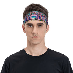 Vibrant Headband Sweat Wicking Stretchy Breathable Polyester Palm Trees Ocean