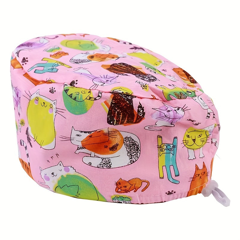 Cartoon Print Work Cap For Men & Women Adjustable Nurse Cap