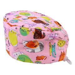 Cartoon Print Work Cap For Men & Women Adjustable Nurse Cap