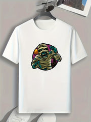 Halloween Zombie Pattern Print Men's Comfy Sports T Shirt Graphic Tee